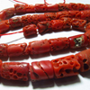 Natural Real - CORAL - 17 inches Full Strand Smooth Polished Tube Shape Gorgeous Red Colour Natural huge size 8 - 12 mm Long